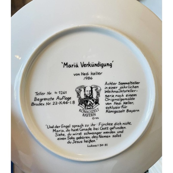Konigszelt Hedi Keller Collector Plate 1986 Maria Verkundigung Religious - Picture 3 of 4